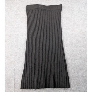 Quince Mongolian Cashmere Midi Skirt Womens Medium Black Quiet Luxury Ribbed Lux